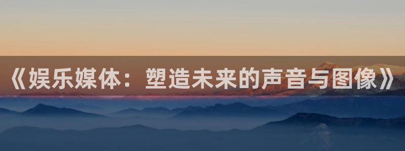 伟德国际19463代理：《娱乐媒体：塑造未来的声音与图像》
