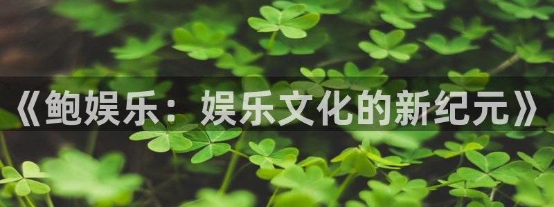 伟德国际1946能源：《鲍娱乐：娱乐文化的新纪元》
